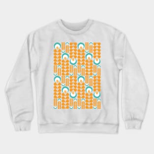 Orange, Aqua, Teal Mid Mod Flowers Pattern Crewneck Sweatshirt